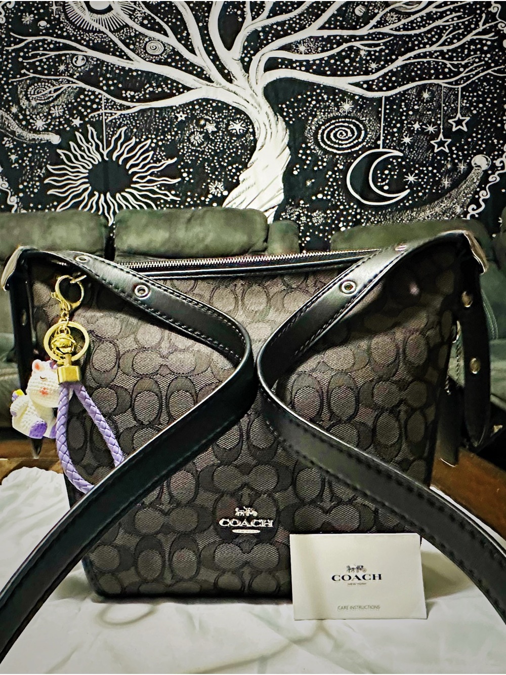 Rare Coach Y2K Brown Signature Crossbody Bag - Brown leather and canvas - Picture 7 of 17